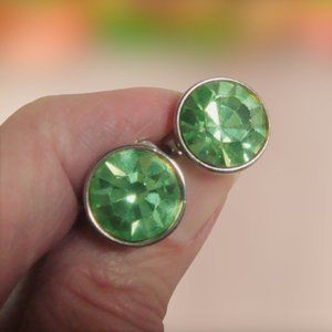 80s Light Green Headlight Earrings